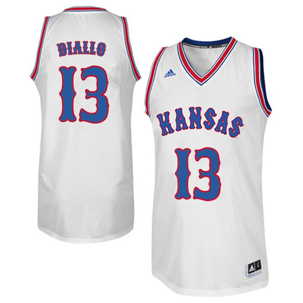 Men #13 Cheick Diallo Kansas Jayhawks Retro Throwback College Basketball Jerseys Sale-White - Click Image to Close